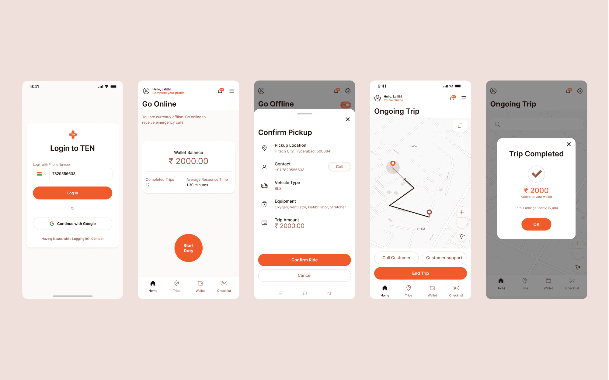 TenMed driver mobile app
